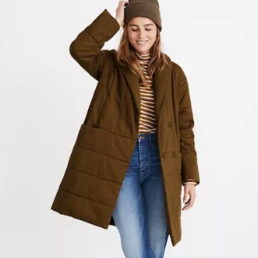 Madewell Dumont Quilted Coat, Olive